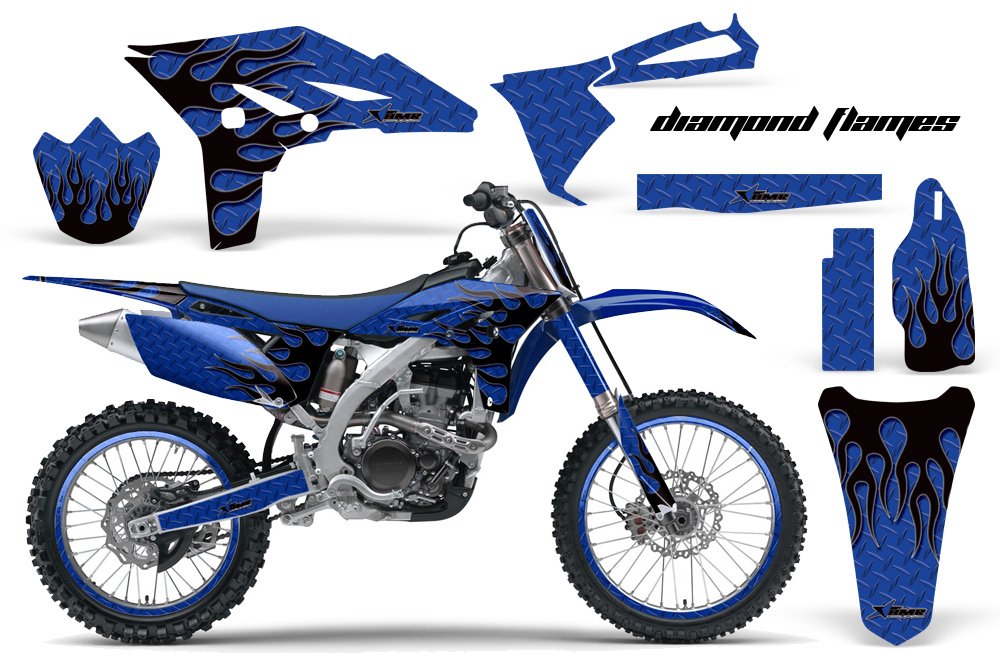 Yamaha YZ250F 2010 Graphics Kit DIAMOND FLAMES-BLACK BLUEBG-NP